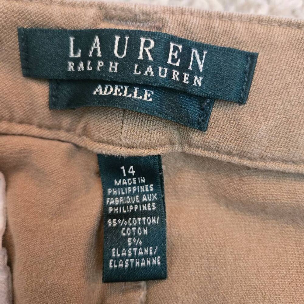 Lauren Ralph Lauren Adelle Tan Khaki Flat Front Chinos Pants 14 - Picture 3 of 8